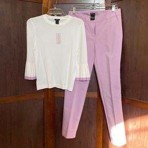 Ann Taylor -size MP top and size 6 lilac pants - never worn